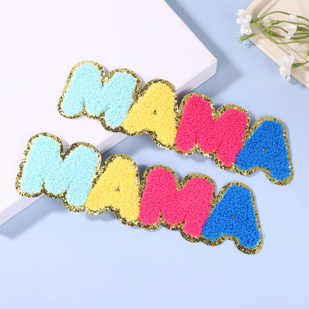 Wholesale English Letter Mama  Embroidered Clothing Accessories Embroider Patch Sewing Hot Melt Glue Ironing